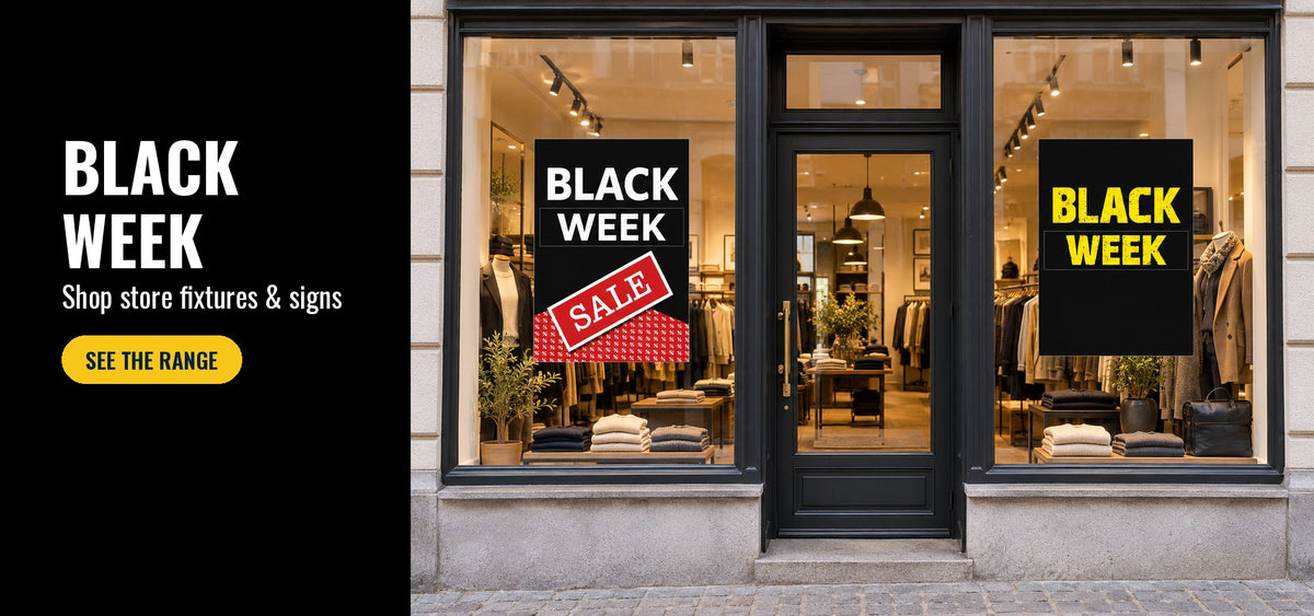 Black Week – store fixtures and signs