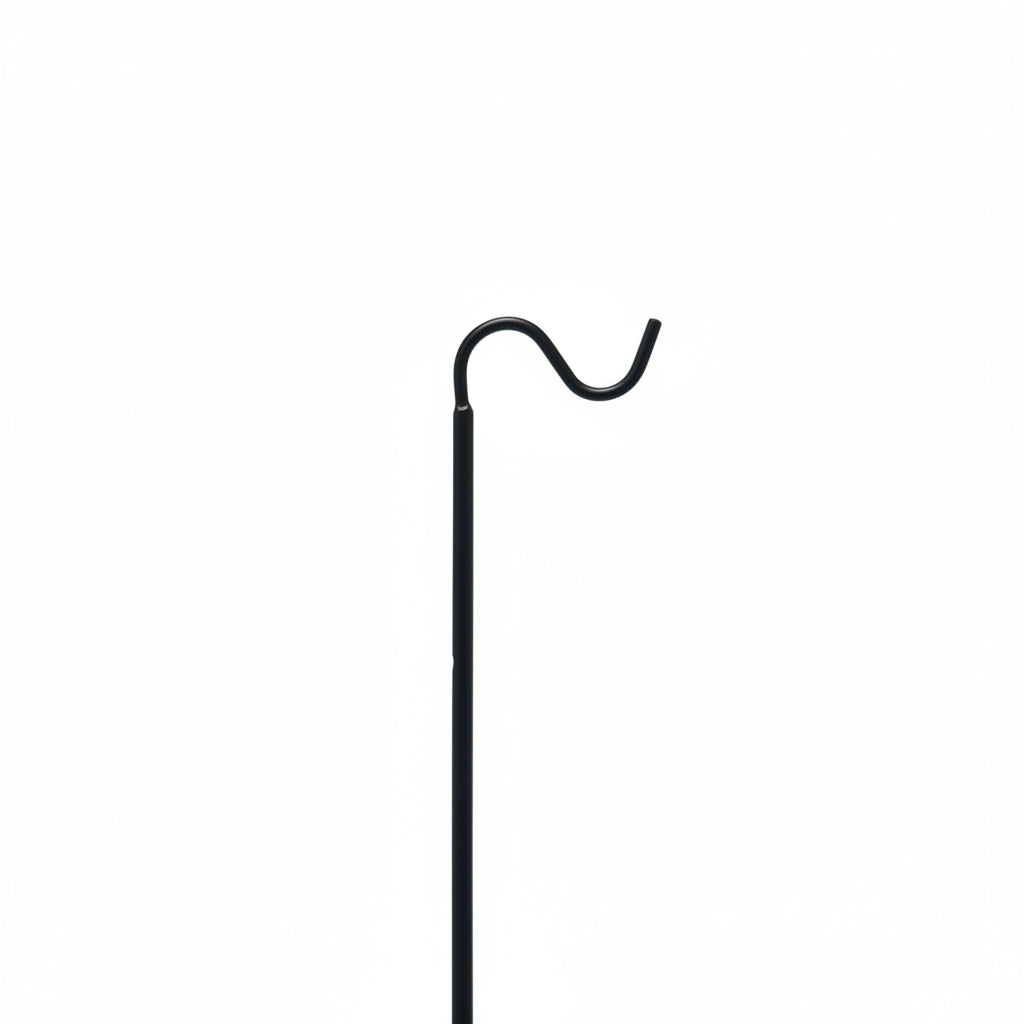 Herðatrjáafangari með náttúrulituðu viðarhandfangi, svartur, 130 cm.
