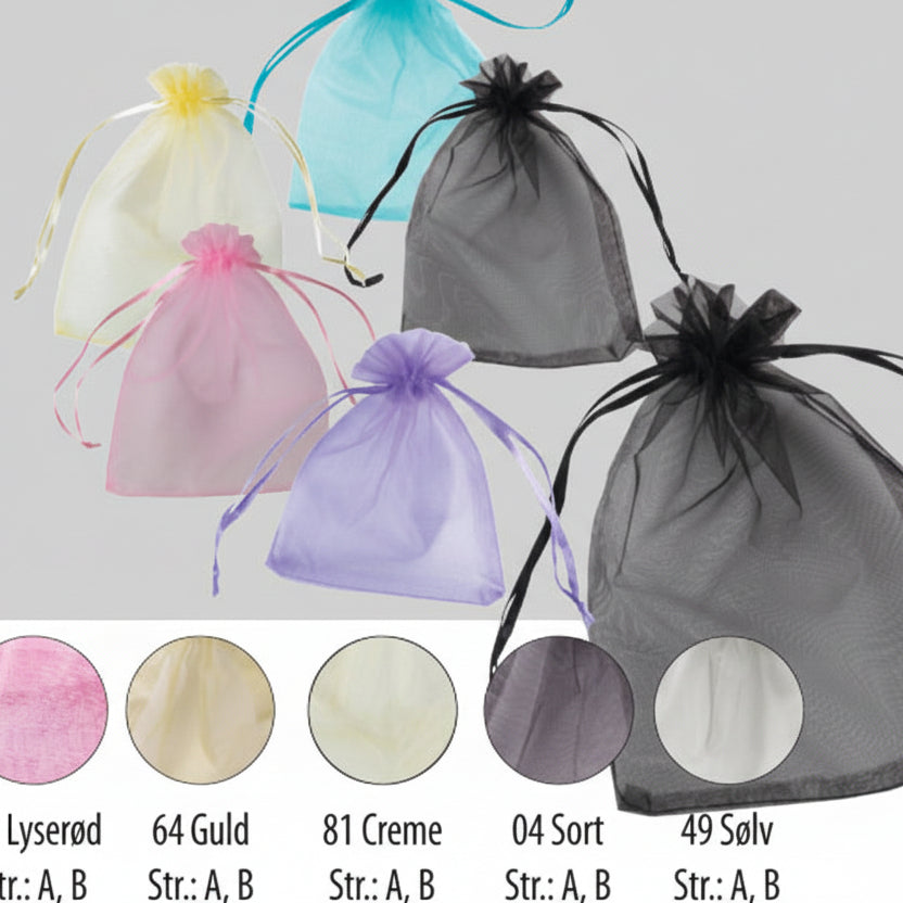 Organzapokar 15 x 20 cm - 25 stk. Veldu lit