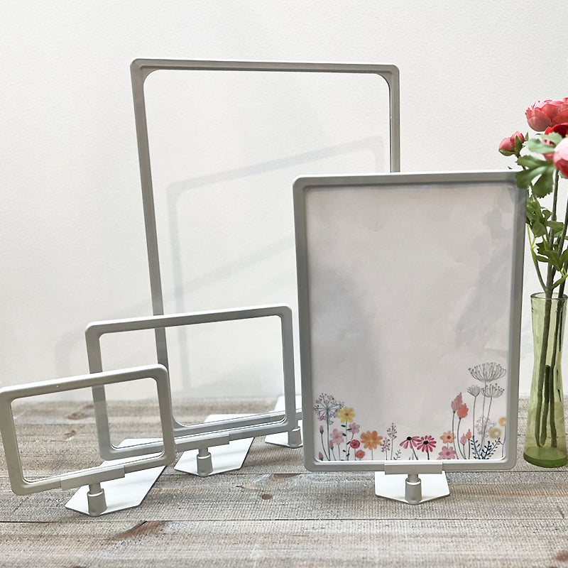 Skiltahaldari, A3, með settmiðlaplötu, plast, ljósgrár