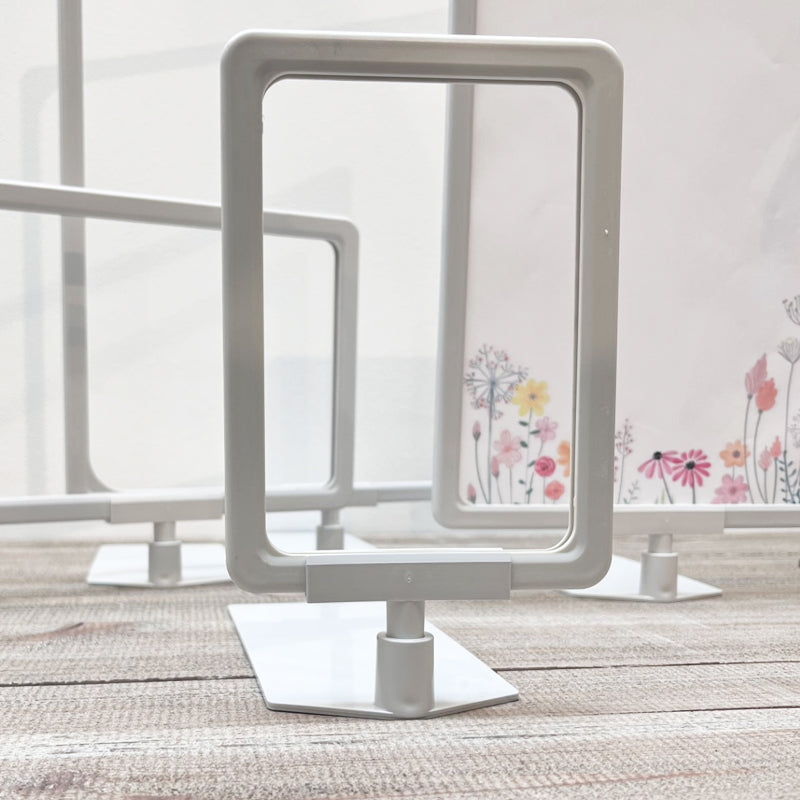 Skiltahaldari, A6, með innskeytingartöflu, plast, ljósgrár