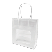 Pappírspoki með glugga, hvítur, pk. með 20 stk., H 18,5 cm