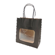 Pappírspoki með glugga, svartur, pk. með 20 stk., H 18,5 cm