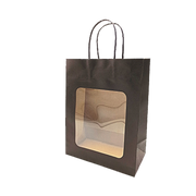 Pappírspoki. H 27,5 cm. Með glugga. Gjafapoki - svartur. 20 stk.