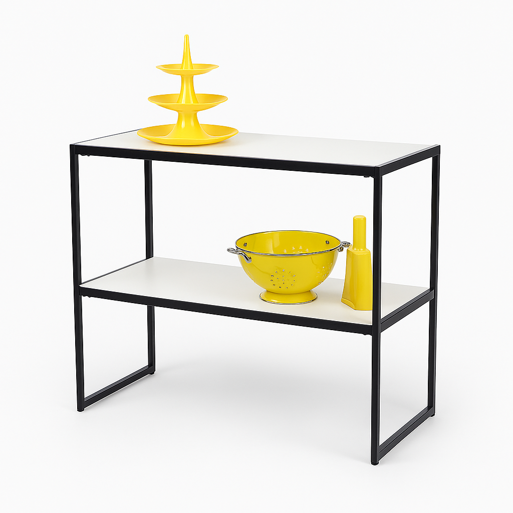 HAPPY! Uppfellanlegt borð með hvítu melamíni. B94 x D40 x H82 cm.