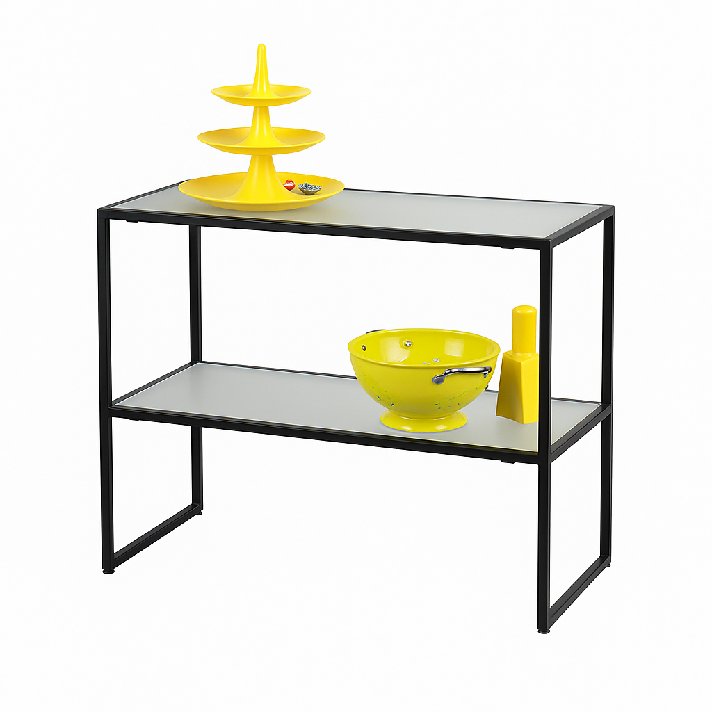 HAPPY! Uppfelliborð með frostuðum glerplötum. B94 x D40 x H82 cm.