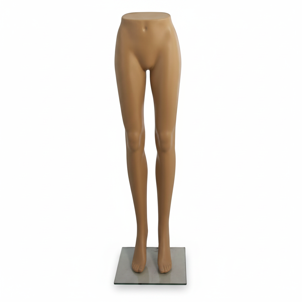 Neðri hluti dömugínu – ljós húðlitur. Glerfótplata. H 111 cm.