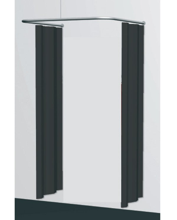 Prófatjöld, U-lausn (laus), með svörtum tjöldum, álfarðastöng. 100 x 100 x 100 cm, frjálst hangandi