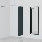 Prófunarrými, V-lausn (hornlausn), incl. svart tjald, ál-litað gardínustöng. 100 x 100 cm, frjálst hangandi