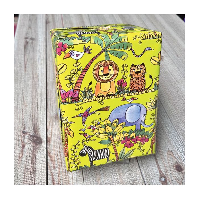 Gavepappír B 57 cm. Börn, Afríku dýr, húðað pappír. 150 m.