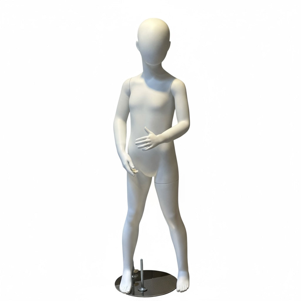 Barnamaníken, 6–8 ára, h 122 cm, með höfði. Hvítur