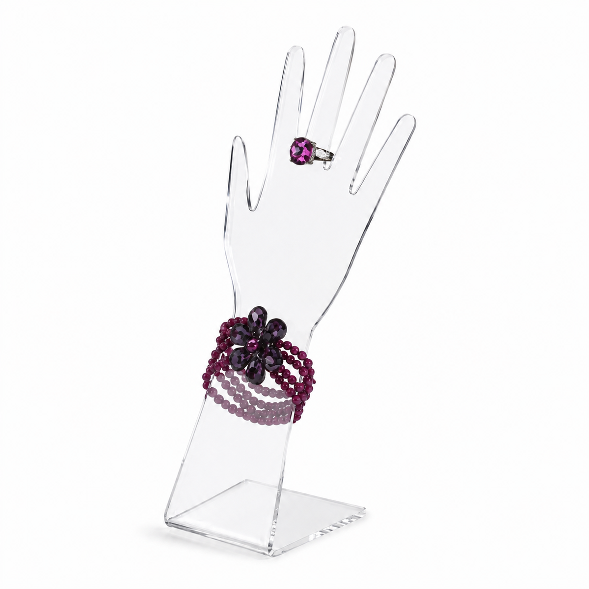 Standur – Hægri hönd. Gegnsætt akrýl. Hæð 33 cm.