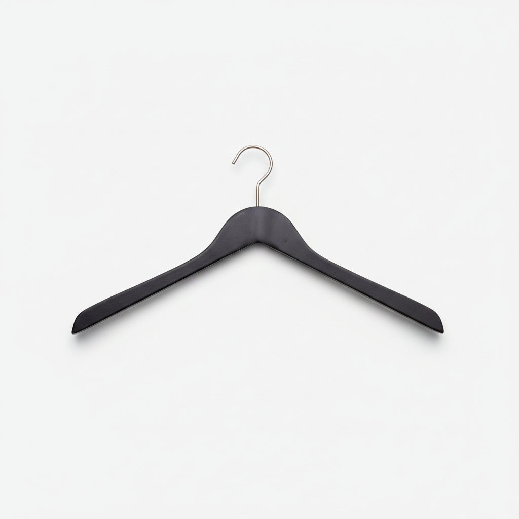 Træbøjle, massiv, vinklet, mat sort, 13 mm tyk, 45 cm, satin krom
Normalpris 12,95 DKK 