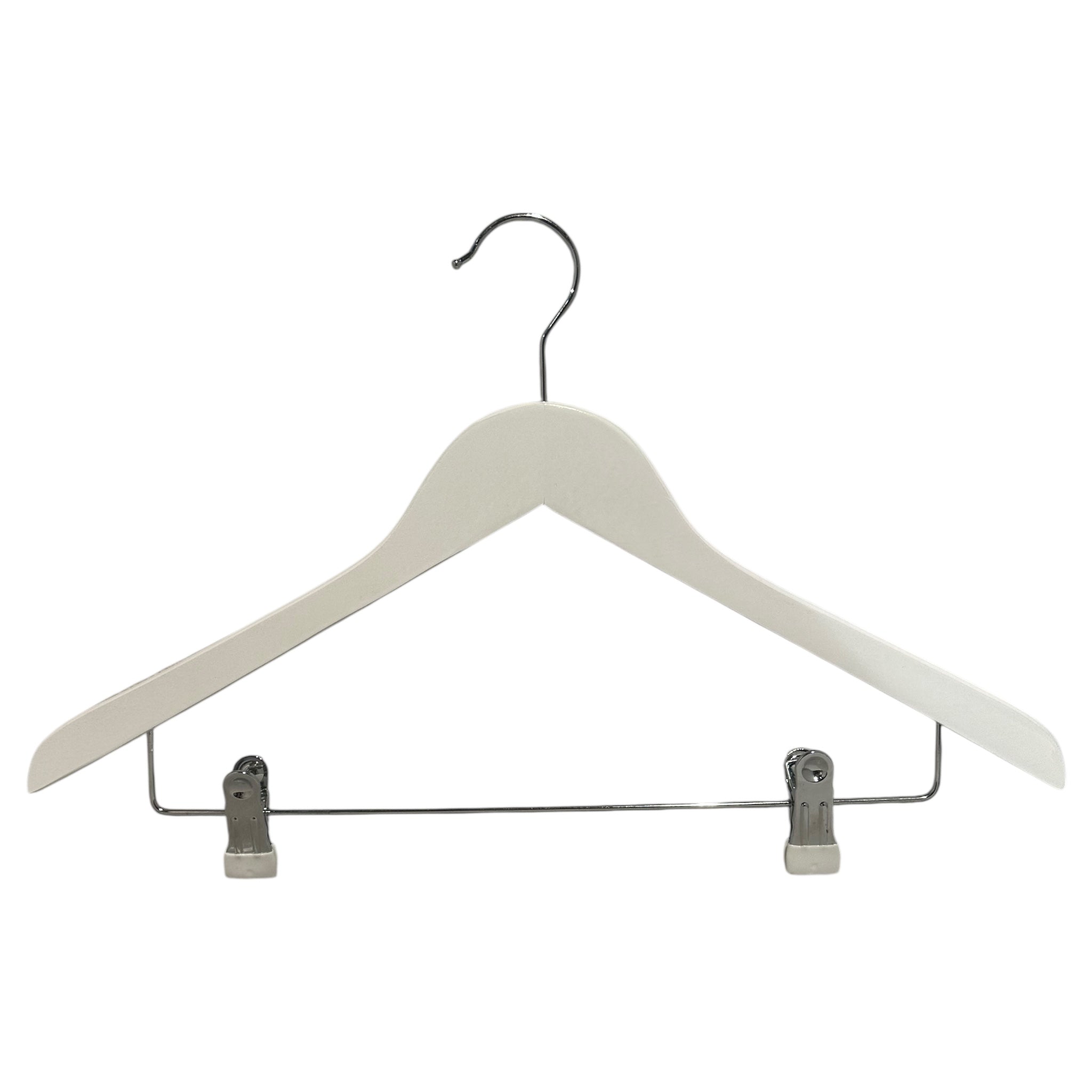 Trékro, massív, flöt, fyrir fullorðna, með klämmum, hvítur, 12 mm þykkur, 45 cm