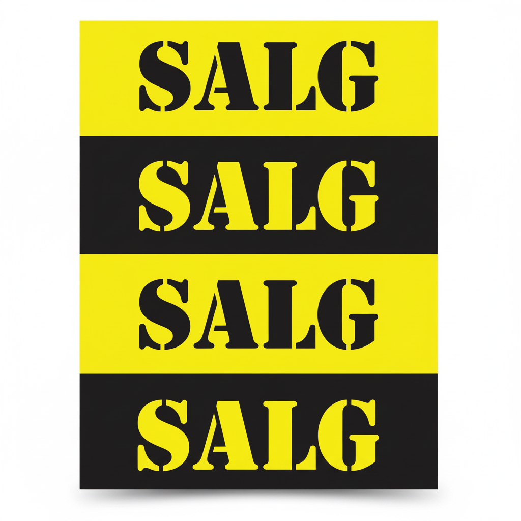 Plakat. SALG, svart og gult, 50 x 70 cm