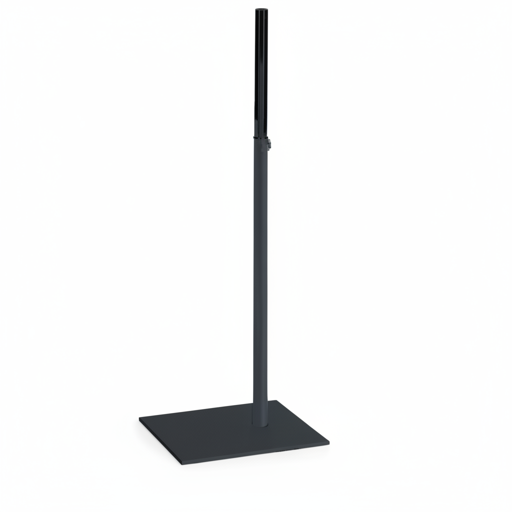 Fótur fyrir búk. Svartur. Ferkantaður. Útdraganlegur. Há gerð. Hæð 58–126 cm. Fyrir Elite 5200-línuna.