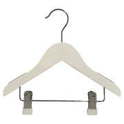 Hvid baby træbøjle med klemme, 27 cm