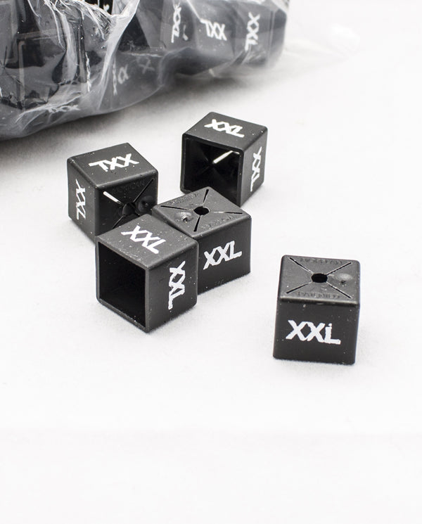 Stærðarmiði, ferkantað svart. Veldu stærð