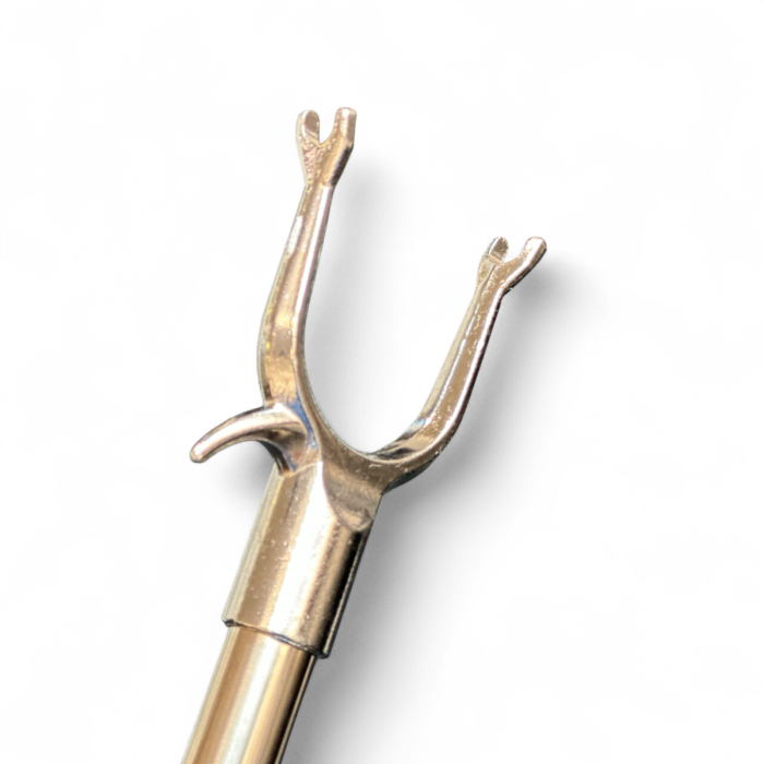 S-bøjlefanger, justerbar, aluminium, 77–170 cm. Metalgaffel og ophængskrog.