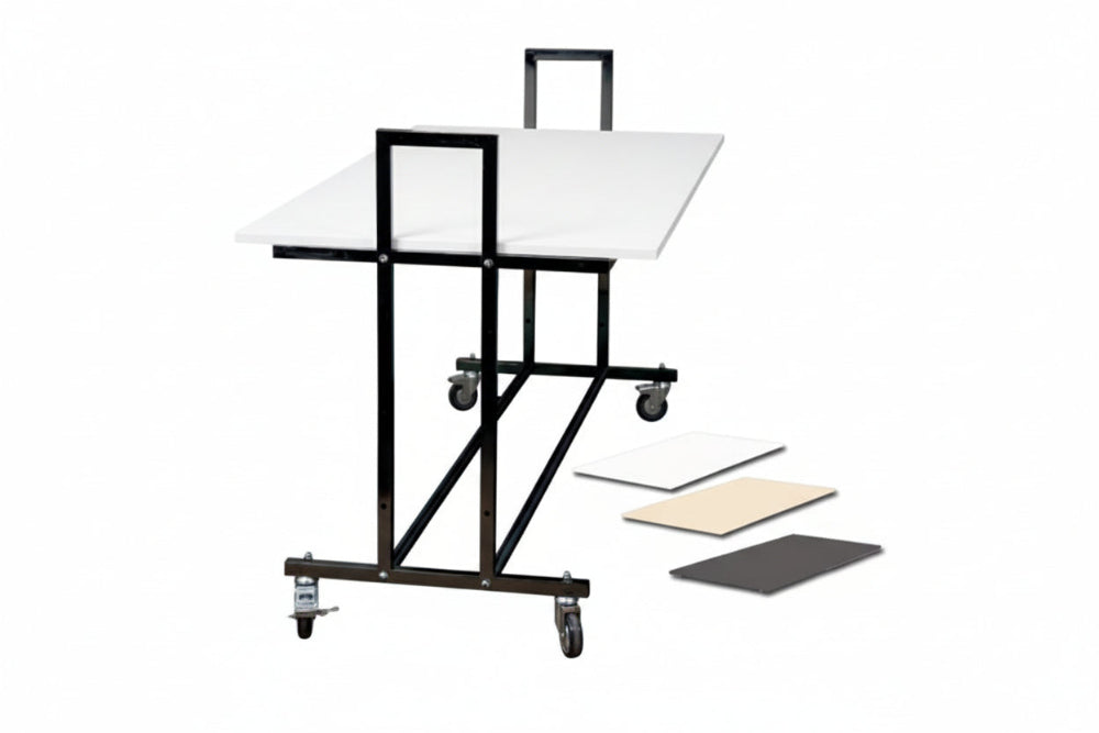 Salgsskranke L10 med hvid bordplade, sort, 155 x 74 x H90 cm.