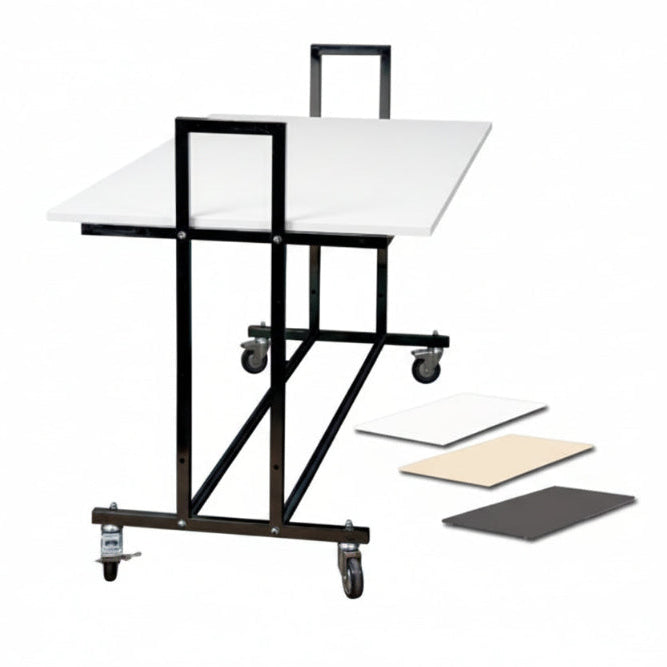 Salgsskranke L10 med hvid bordplade, sort, 155 x 74 x H90 cm.