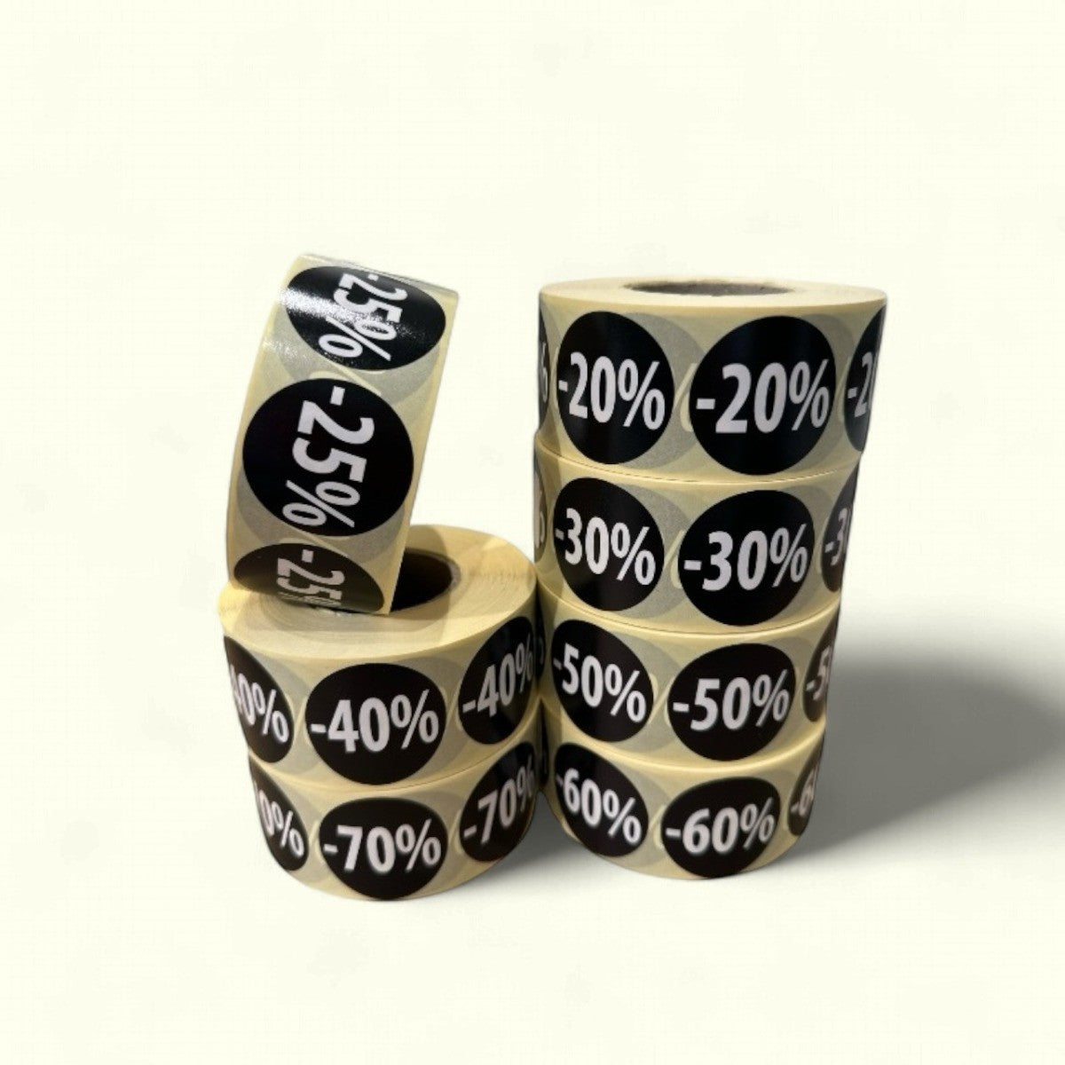 Svartar etikettur m/ prósenta - 1.000 stk. Veldu prósentu
