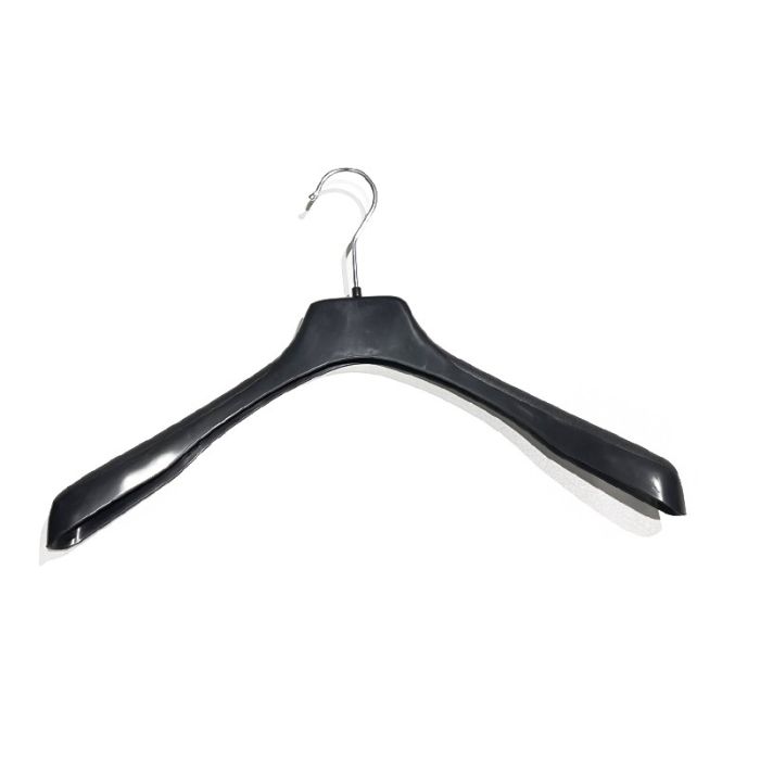 Sterk jakkehenger, plast, svart, 45 cm, skulder 4,0 cm, pakket med 80 stk. Lettvekt