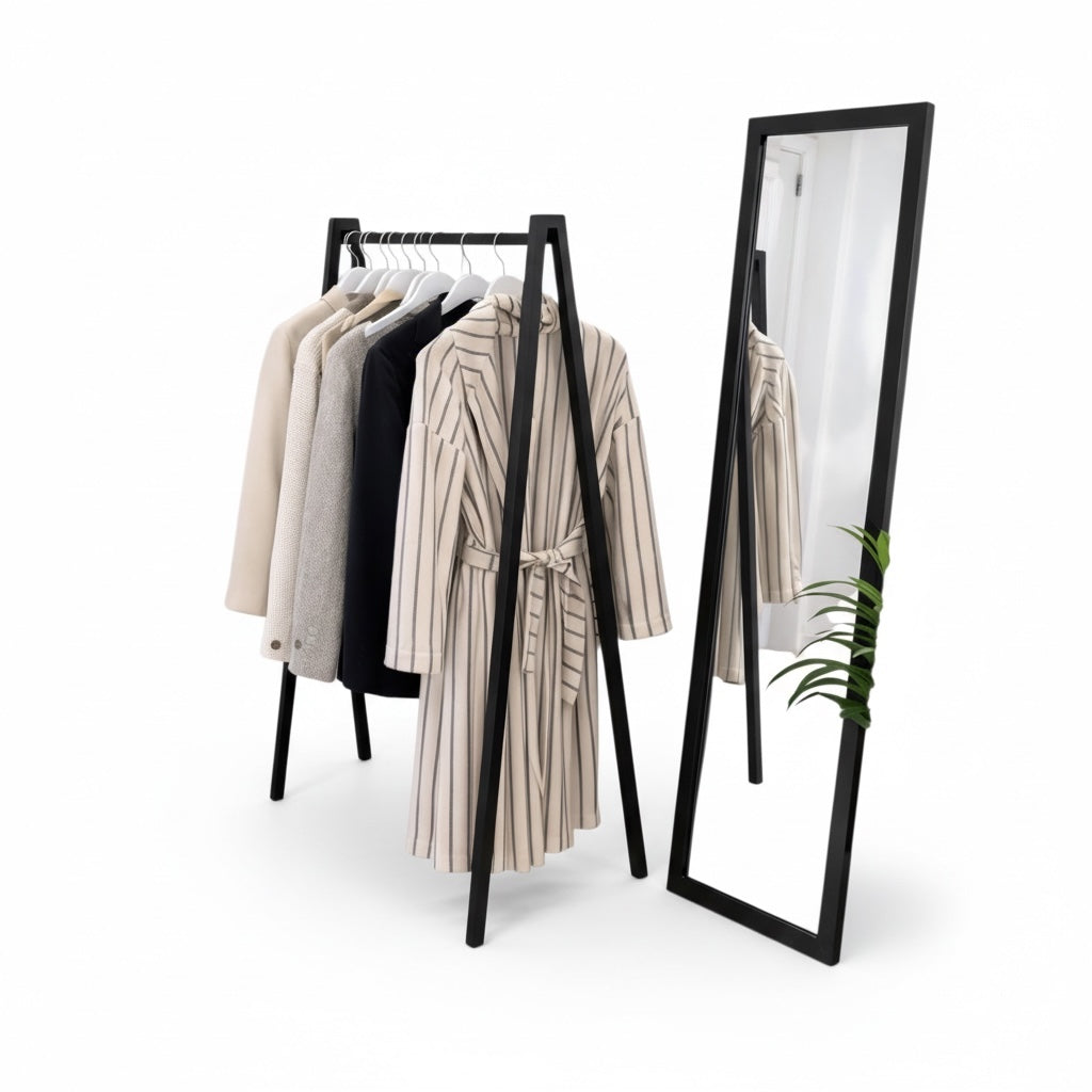 Fatahengi, V-laga, svart, B100 x D50 x H142 cm