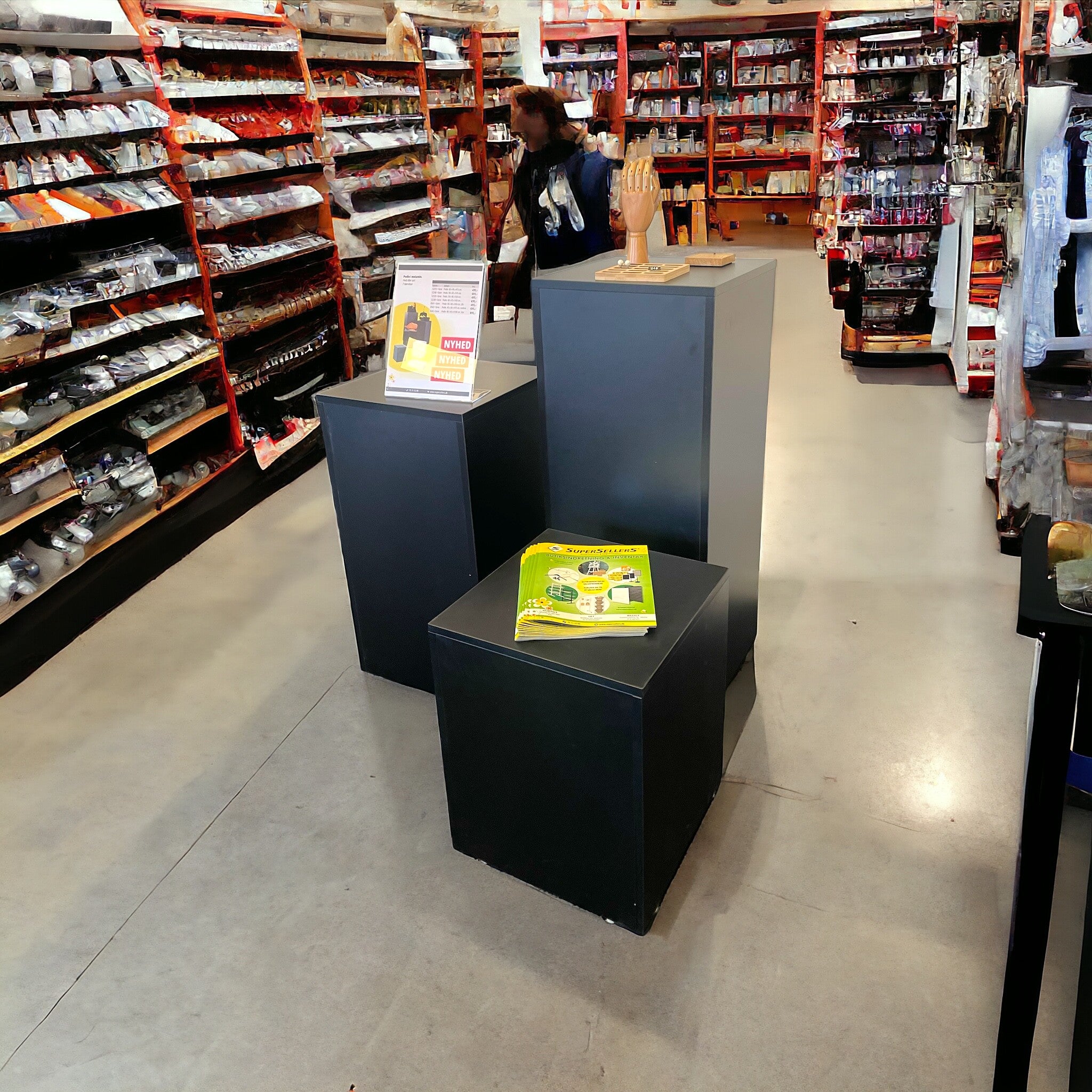 Podie sett með 3 stk. Svartur - ósamsett