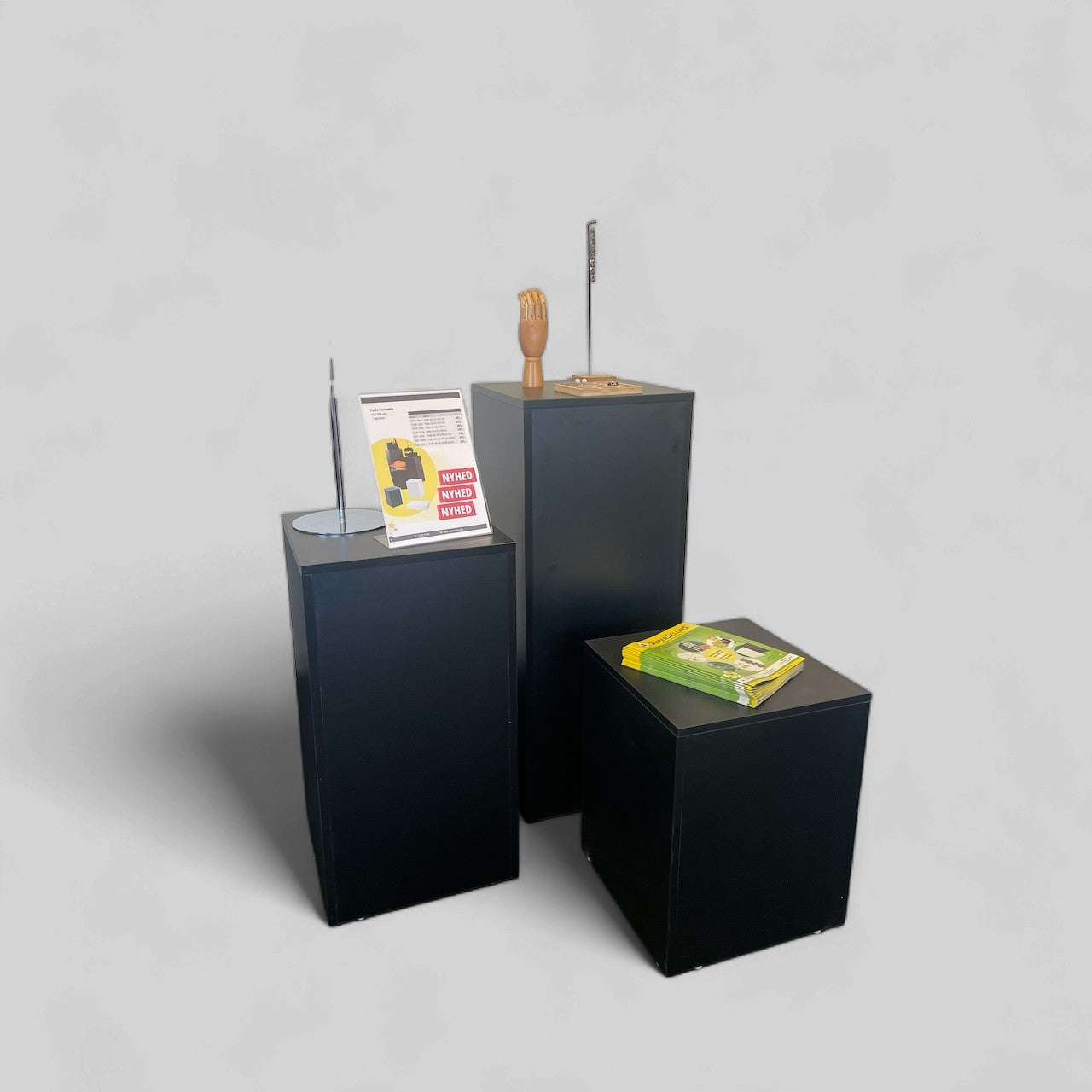 Podie sett með 3 stk. Svartur - ósamsett