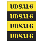 Plakat. Udsalg, svartur og gulur, 50 x 70 cm