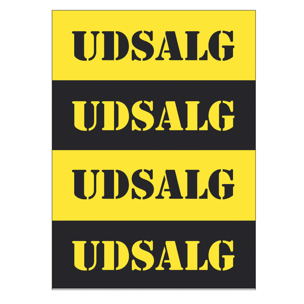 Plakat. Udsalg, svartur og gulur, 50 x 70 cm