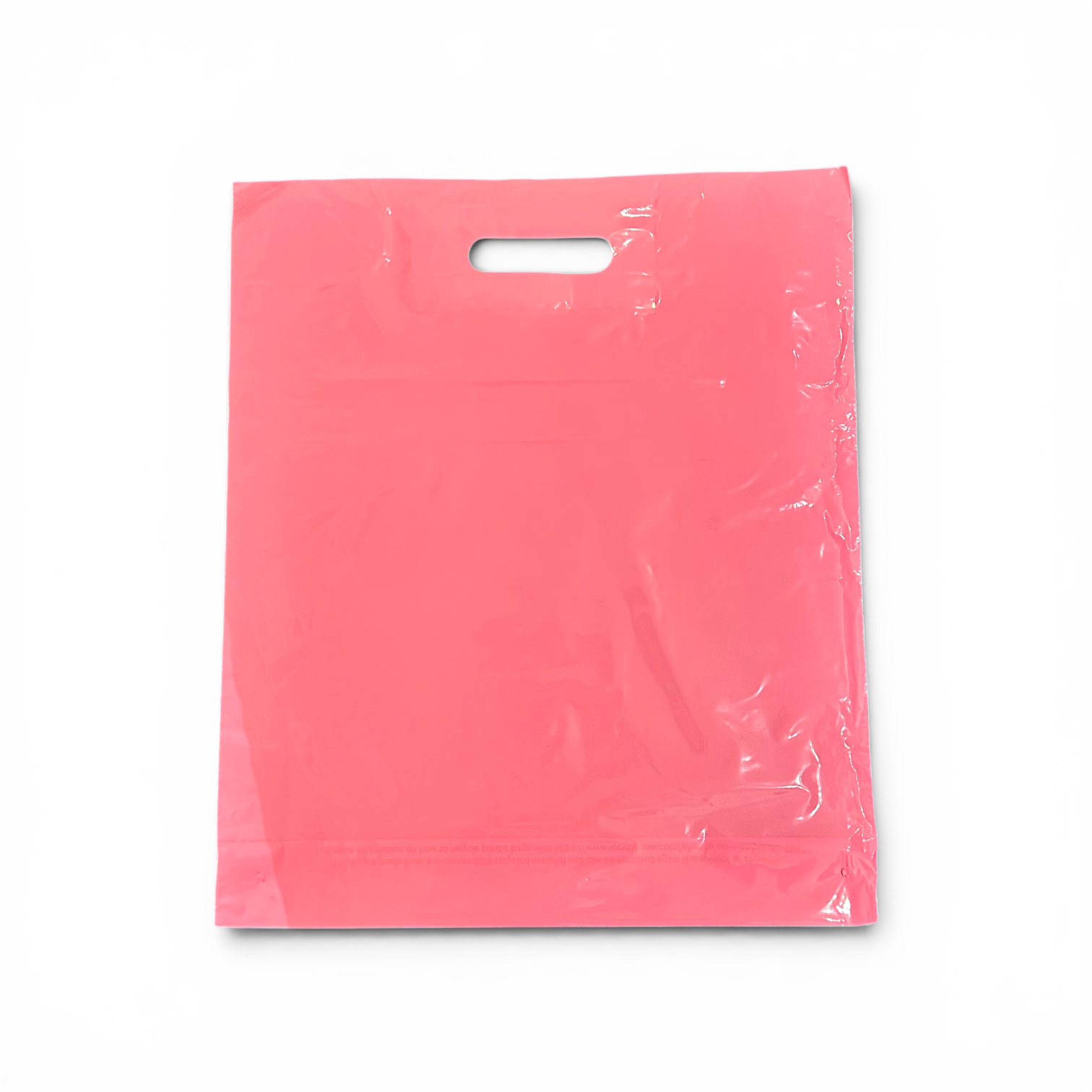 Plastpoki, miðlungs, bleikur, pk. með 100 stk., 45 míkrón, B 39 × D/BF 10 × H 45 cm, styrkt handföng