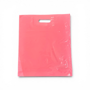 Plastpoki, miðlungs, bleikur, pk. með 100 stk., 45 míkrón, B 39 × D/BF 10 × H 45 cm, styrkt handföng