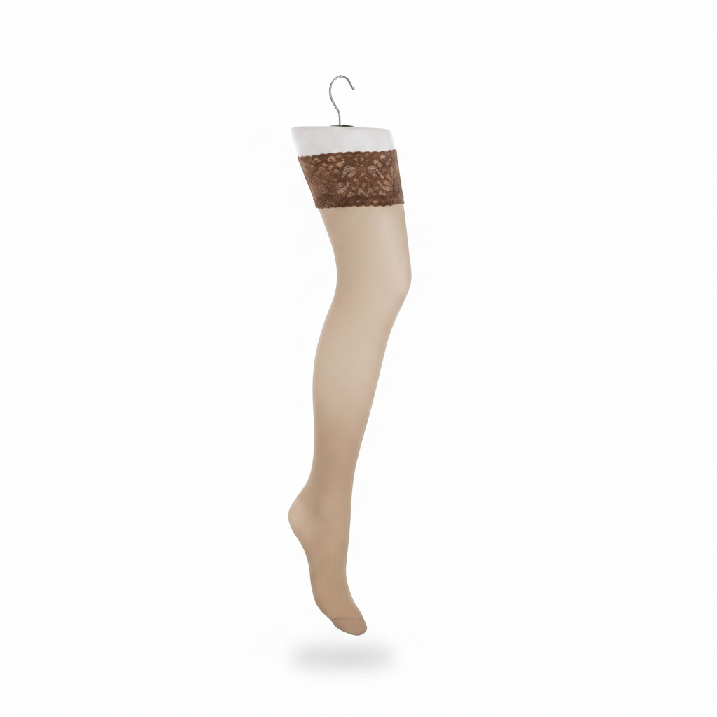 Sokkagína – Dömufótur. Hvítt plast með málmkrók. Hæð 75 cm.