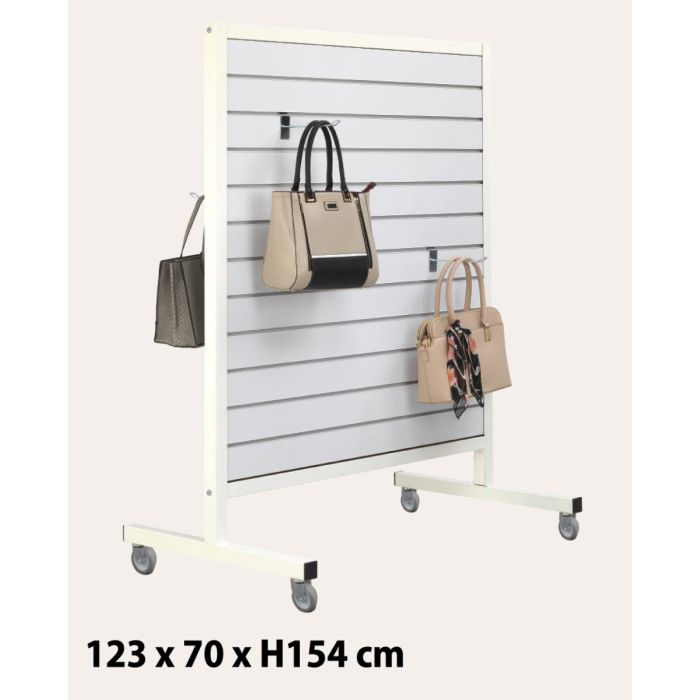 Góndóll á málmgrind í hvítu með rillingapaneli hvítu/alu listum