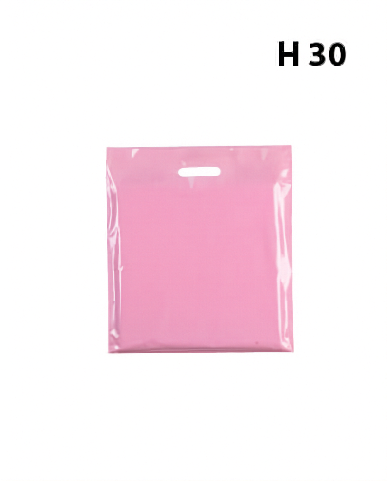 Plastpoki, lítil, bleik, pk. með 100 stk., 35 mícron, B 25 X D/BF 6 X H 30 cm., styrktir handfang