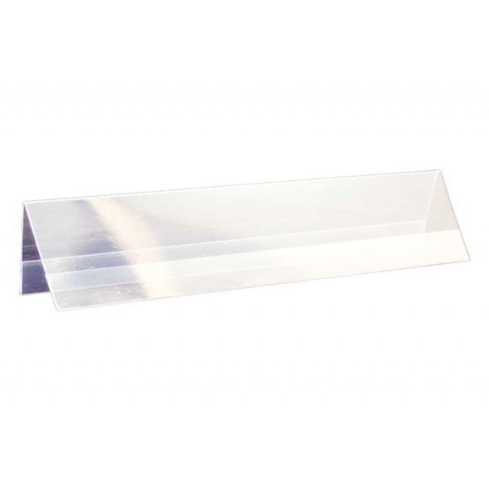 Skråt trekant-display, liggende, dobbeltsidet til bord, 30 x H5,3 cm