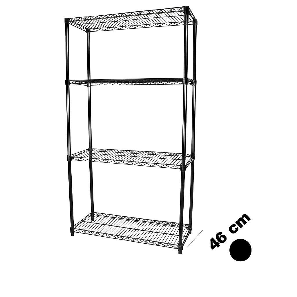 Hylla - TUBO (B 122 x D 46 x H 220 cm.) - Svart, lett montert