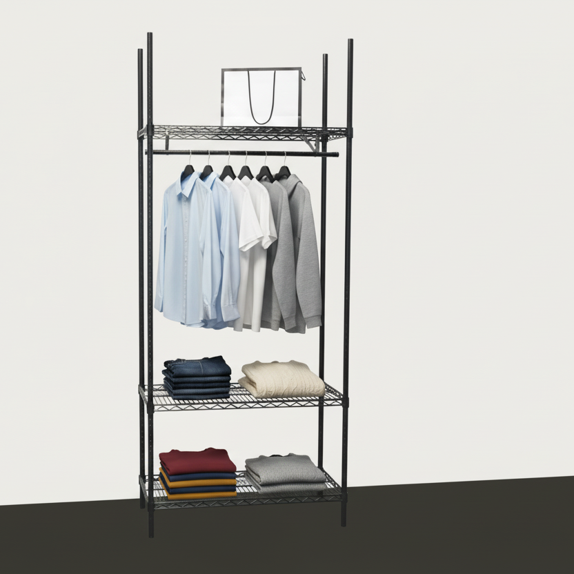 Garderobe hillur - TUBO (B 91 x D 46 x H 220 cm.) - Svart