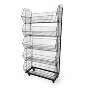 Staflanleg körfueining með 5 körfum og hjólum – mattsvört, 81 × 43 × H160 cm.