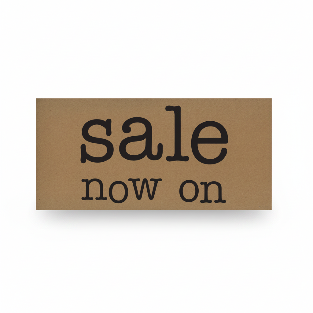 Veggspjald – SALE NOW ON, brúnn kraftpappír, 64 × H30 cm
