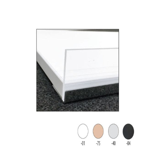 Melamínhilla hvít, skráð með frambrún í hvítu, 61 x 37 cm