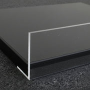 Melamínhilla svört, skásniðin, með krómlínu, 91 x 37 cm