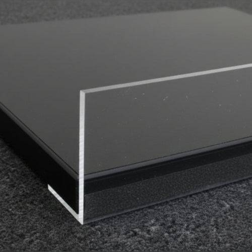 Melamínhilla svört, skásniðin, með krómlínu, 91 x 37 cm