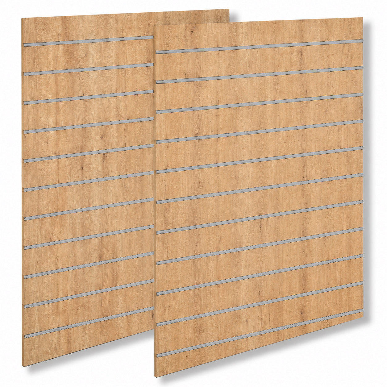 Riflað panel - staðal ( 120 x 240 cm.) - eikarútlit með ál-listum