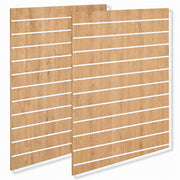Rillað veggpanel - staðal (120 x 240 cm) - eikarútlit með plastlistum í hvítu