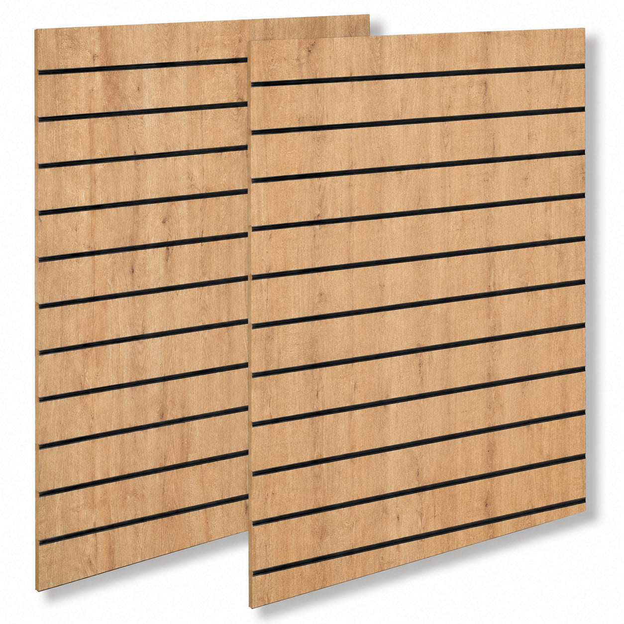 Rillupanel - staðlað (120 x 240 cm.) - eikarlíkt með plastlistum í svörtu
