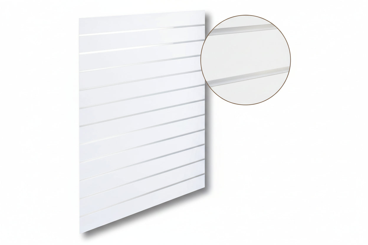 Riflað ppanel - Staðal (120 x 120 cm.) - Hvítt með álalistum