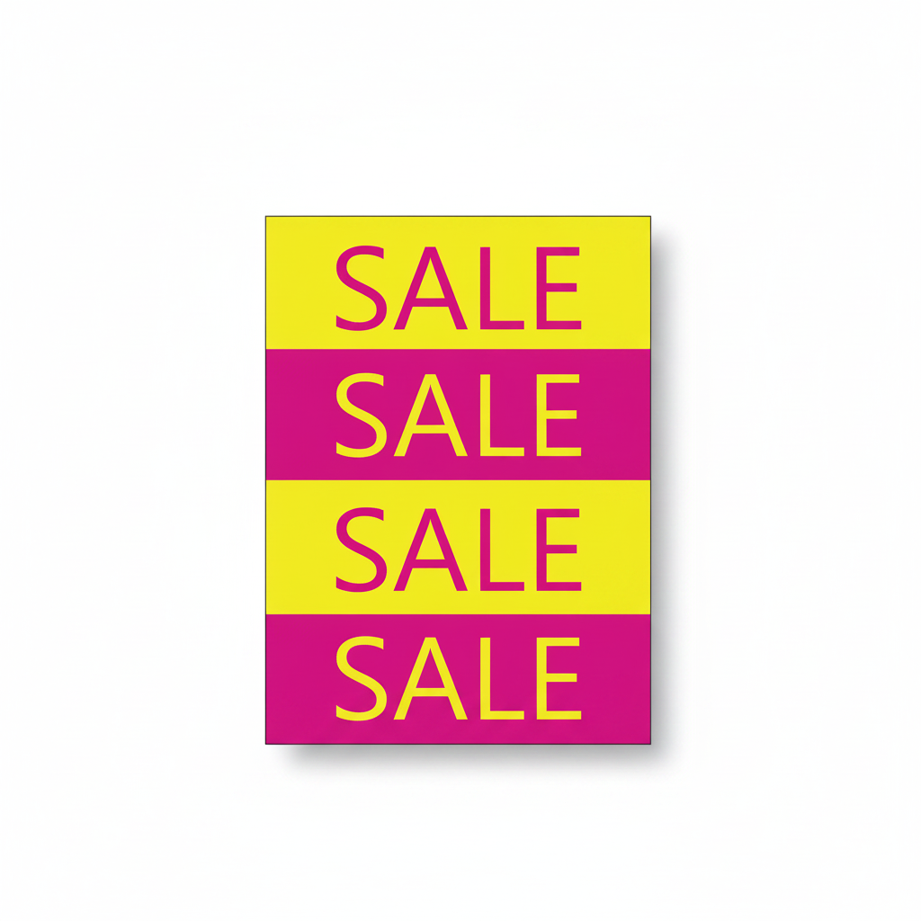Plakat. SALE, gult og bleikt, 50 x 70 cm
